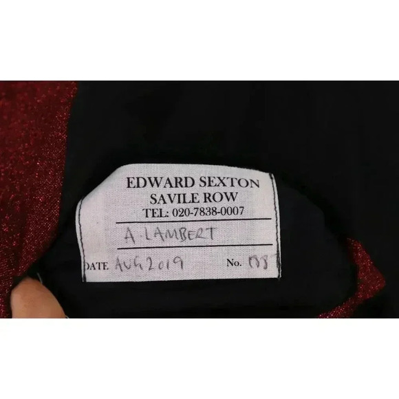 Edward Sexton Bespoke Custom Made for Adam Lambert Red Glitter 3-Piece Suit 42L - Picture 12 of 13